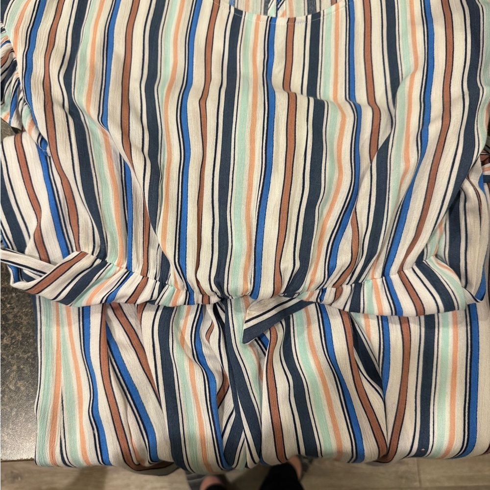 As U Wish Striped Jumpsuit in Cream, Navy, Blue & Brown